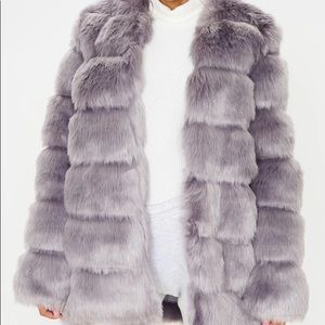 Faux fur grey bubble coat